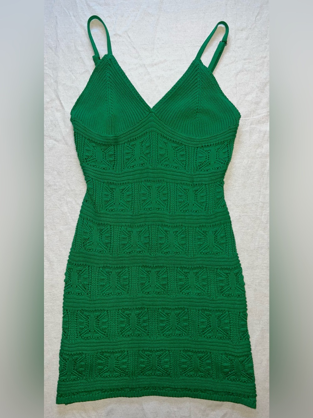 Green Crochet Knit Bodycon Mini Beach Resort Dress